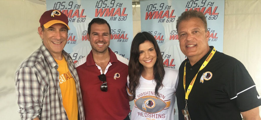 Abe and Shelly with Larry O'Conner of WMAL and Larry Michaels of the Washington Redskins